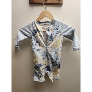 Rugged Butts Kids 18-24M Tropical Toucan One Piece Rash Guard Swimsuit Blue Y